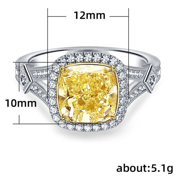 💥 Royal Yellow Court Large Square Gems Vintage Rings for Women, PD716 - Picture 6 of 6